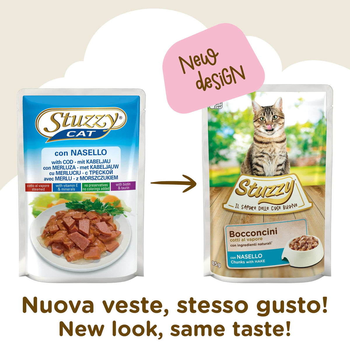 Stuzzy Cat hake wet cat food, 85 g pouch – image 2