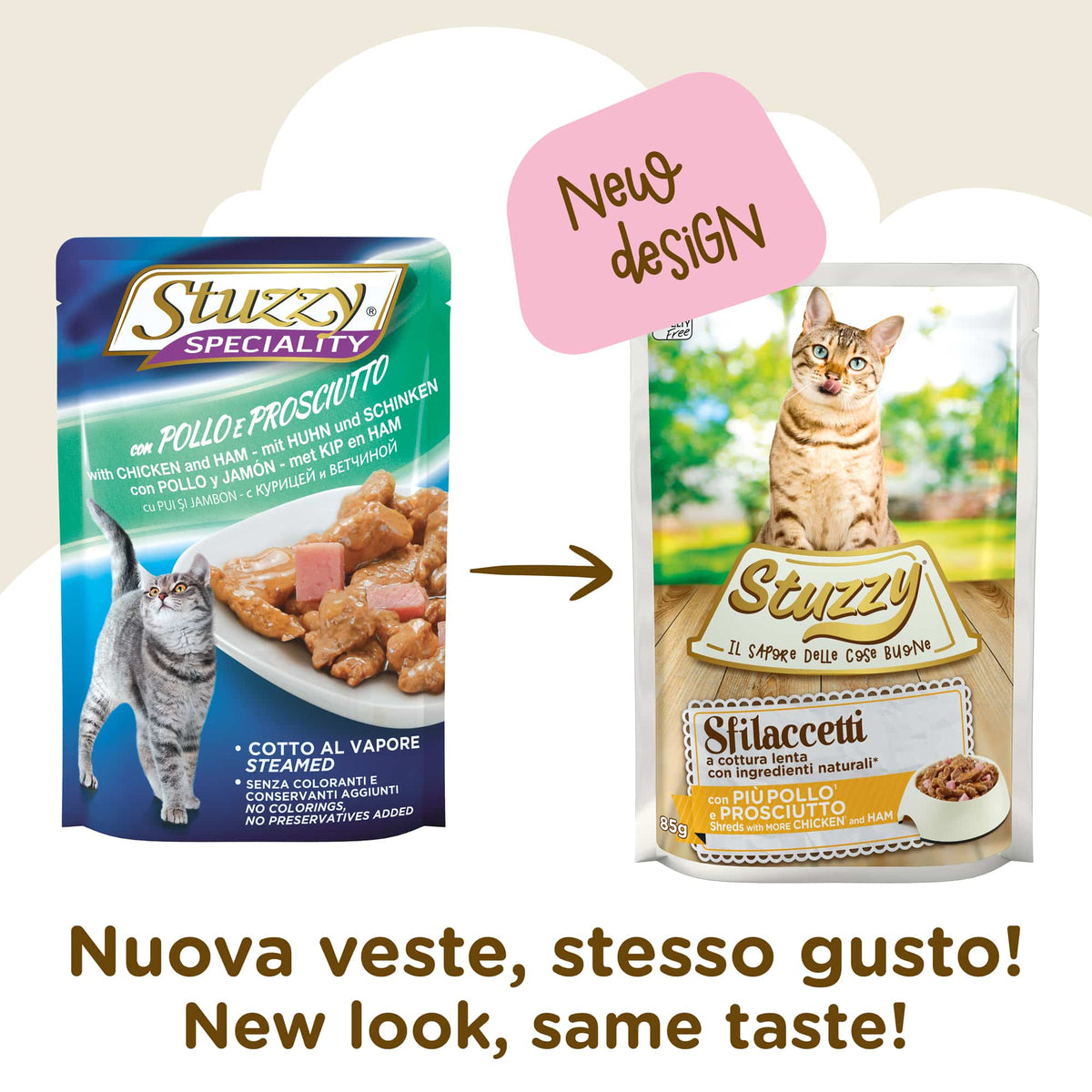 Stuzzy Cat Speciality chicken and ham wet cat food, 85 g pouch – image 2