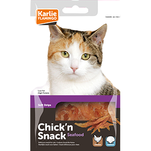 Chicken and seafood strips for cats