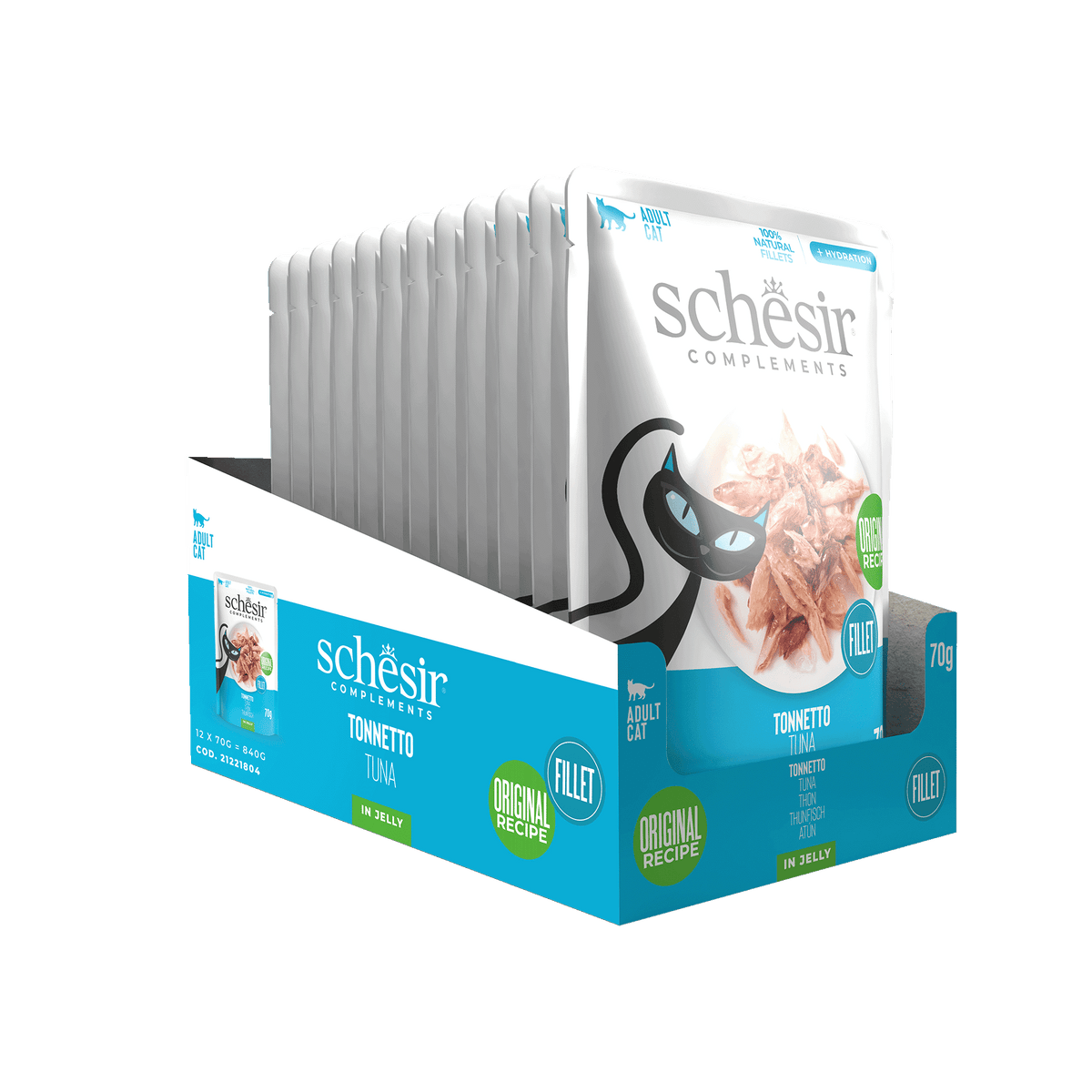 Schesir tuna in jelly wet cat food, 70 g pouch – image 2