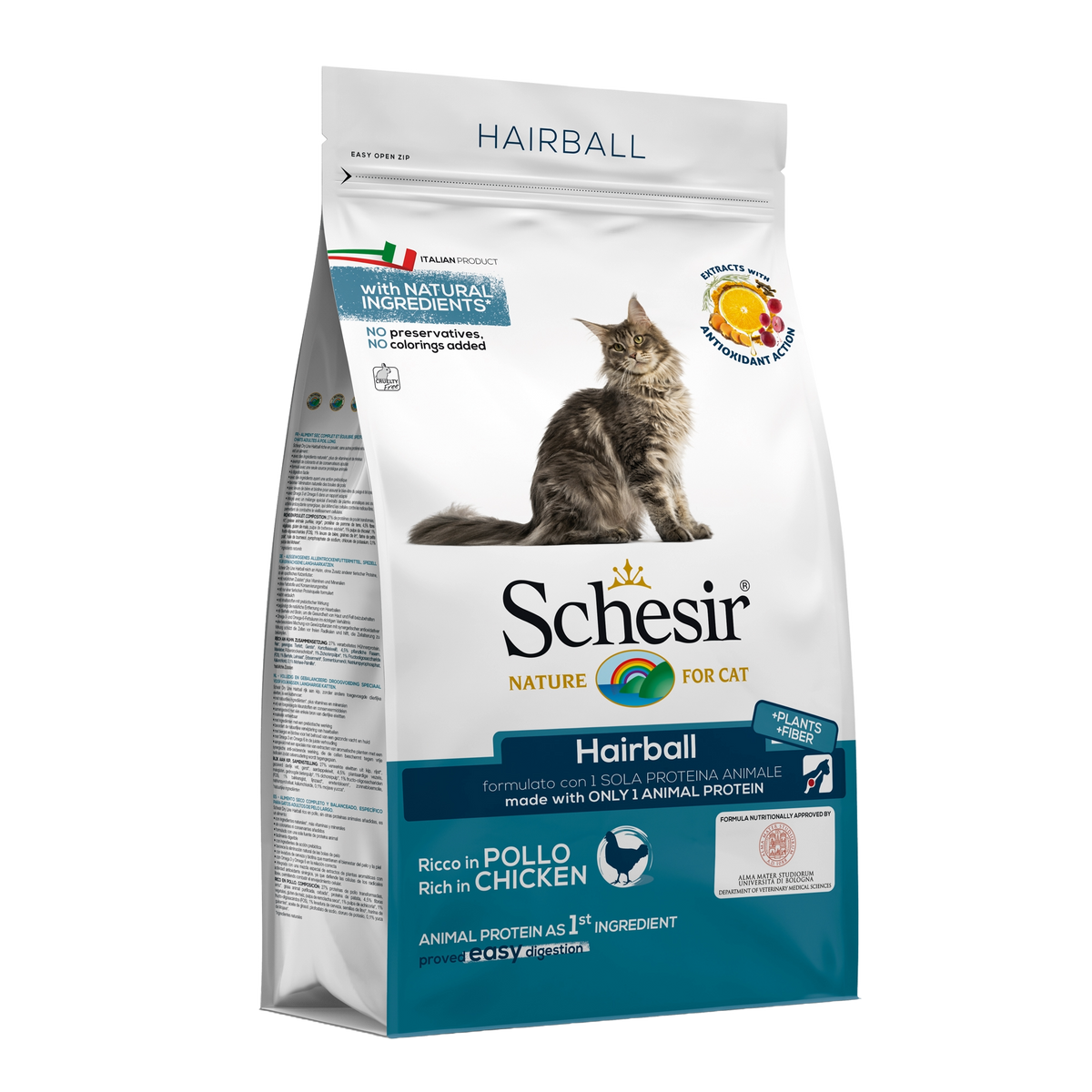 Schesir Hairball chicken dry cat food, 1.5 kg