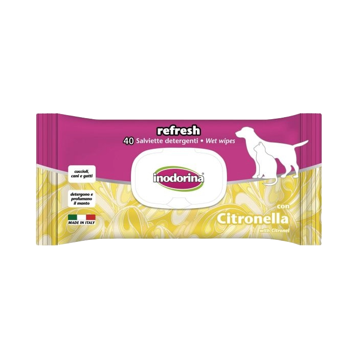 Inodorina Refresh pet wipes with citronella for dogs and cats