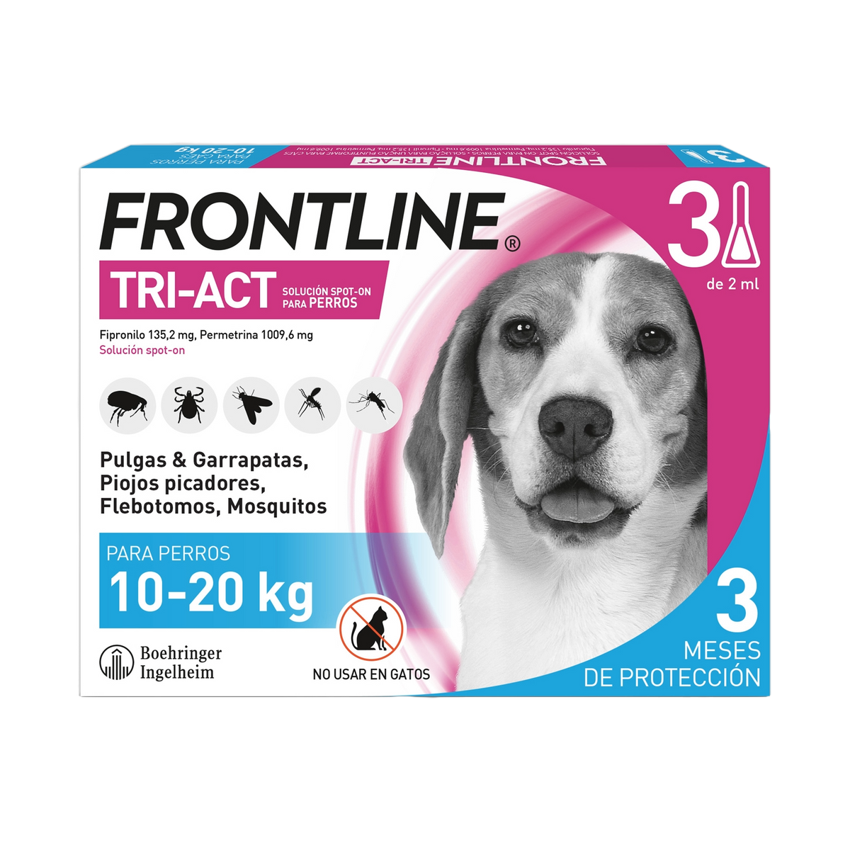 Frontline Tri-Act spot-on for dogs 10–20 kg, 3 pipettes