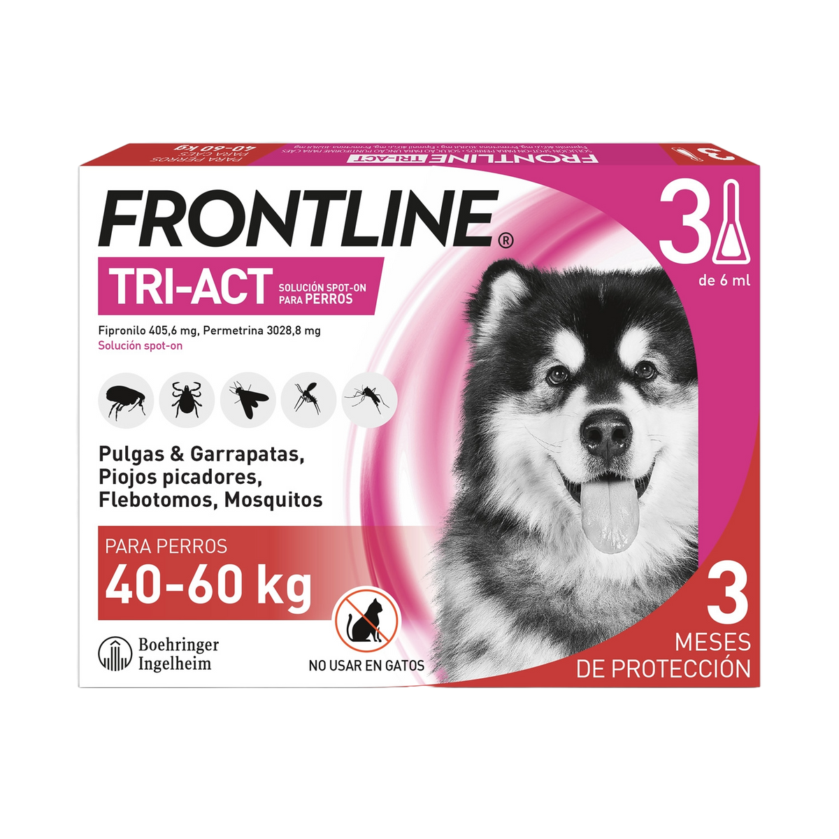 Frontline Tri-Act spot-on for dogs 40–60 kg, 6 pipettes