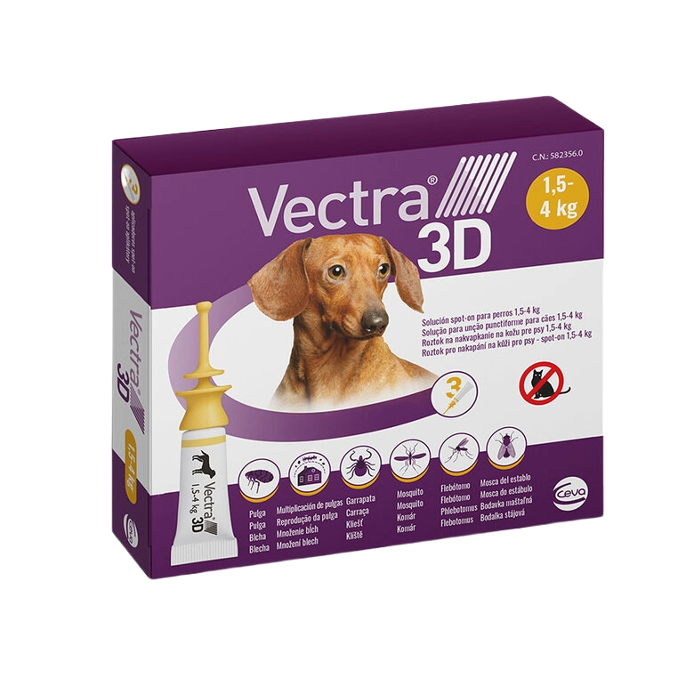 Vectra 3D spot-on for dogs 4–10 kg, 3 pipettes