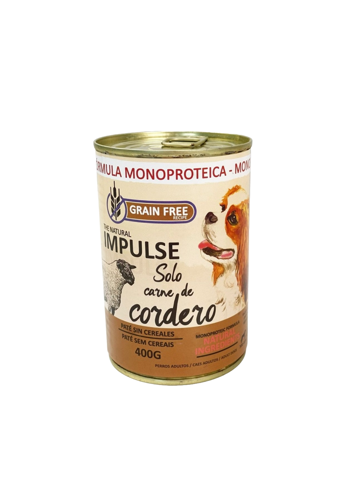 Natural Impulse wet dog food with lamb, 400 g tin