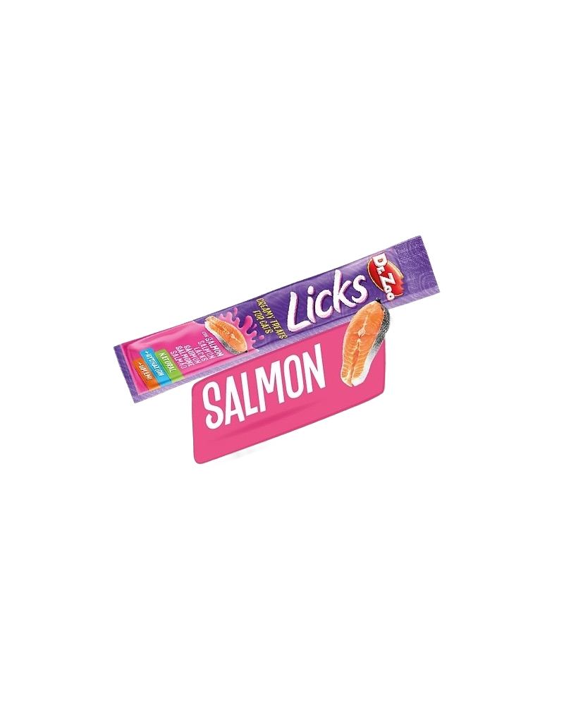 Dr. Zoo Licks salmon treats, 4 × 15 g