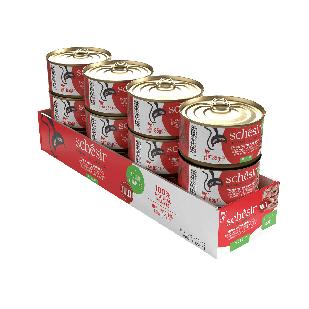 Schesir tuna with prawns wet cat food, 85 g tin – image 2
