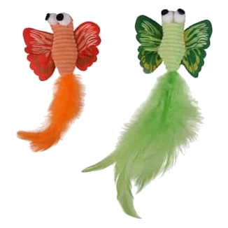 Blister pack of two feather butterflies for cats