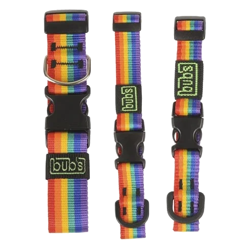 Bub's Rainbow dog collar, sizes T1 to T3