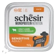 Schesir Monoprotein lamb wet adult dog food, 150 g tray