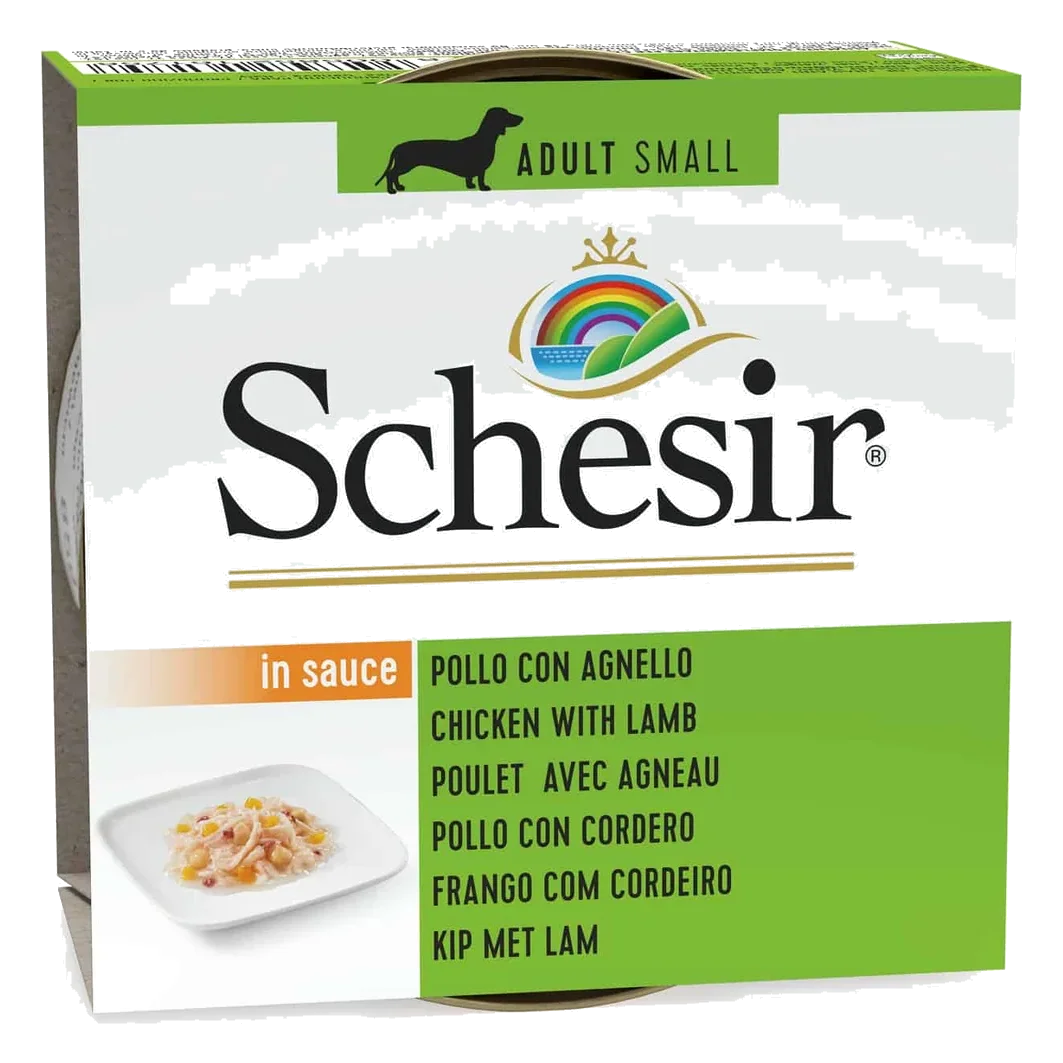 Schesir chicken with lamb wet adult dog food, 85 g tin