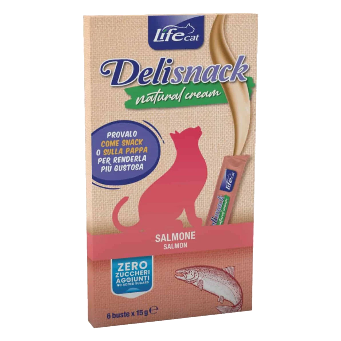 Life Cat salmon creamy cat treat, 6 × 15 g