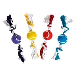 Cotton rope dog toy with tennis ball, 30 cm