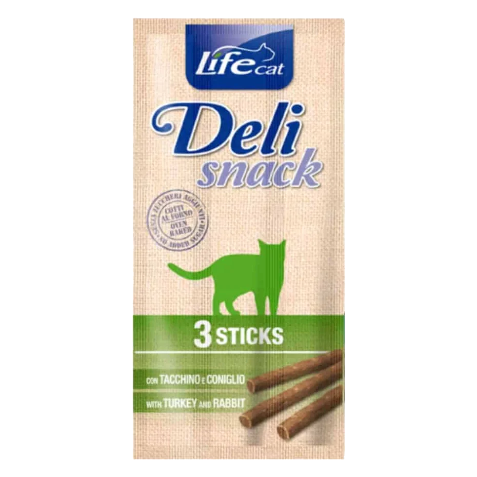 Life Cat Deli Snack turkey and rabbit sticks, 3 × 5 g