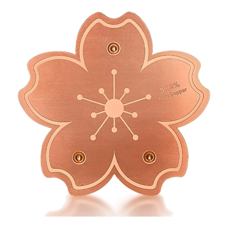 Copper disc for bird bath in flower shape