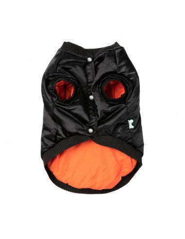FuzzYard Frat satin dog bomber jacket in black