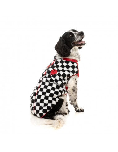 FuzzYard Ollie Red Check Sherpa Dog Coat