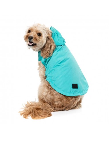 FuzzYard Evo dog raincoat with hood in teal