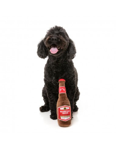 FuzzYard Barking Beer Bottle Plush Dog Toy with Squeaker