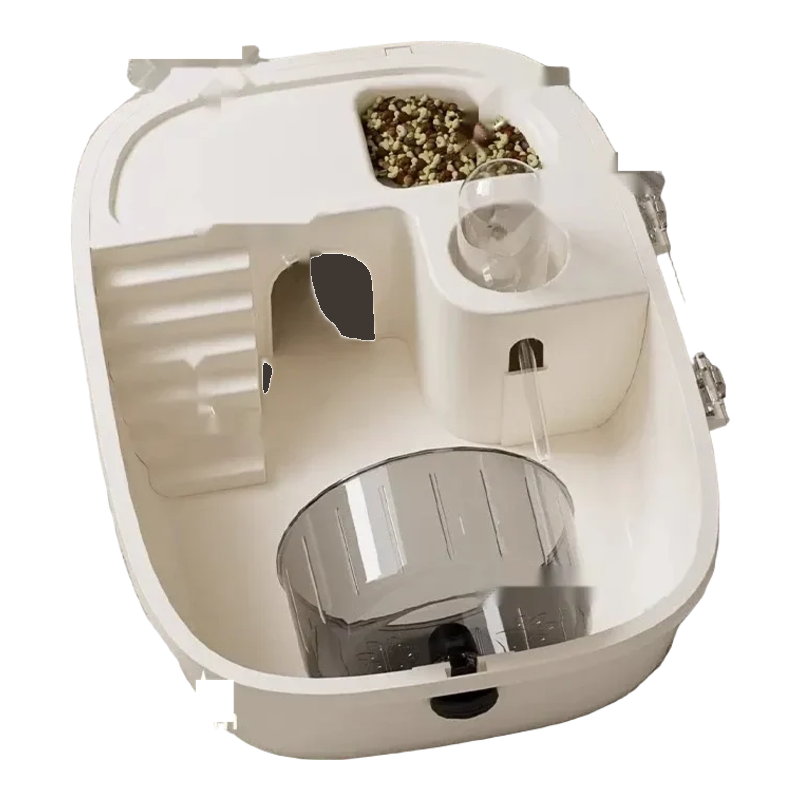 White compact hamster cage with hide, water bottle and silent wheel