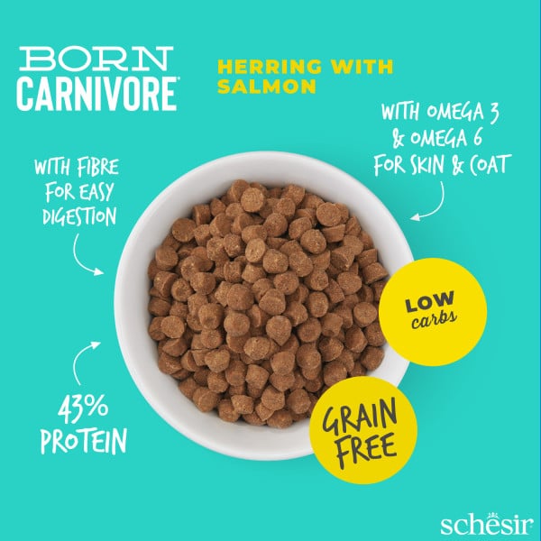 Schesir Born Carnivore herring and salmon dry cat food, 255 g – image 3
