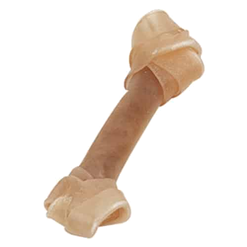 Knotted rawhide dog bone