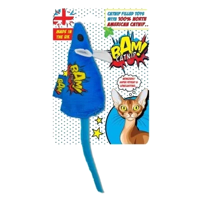 Catnip cat toy BAM! Blue Mouse, 18 cm