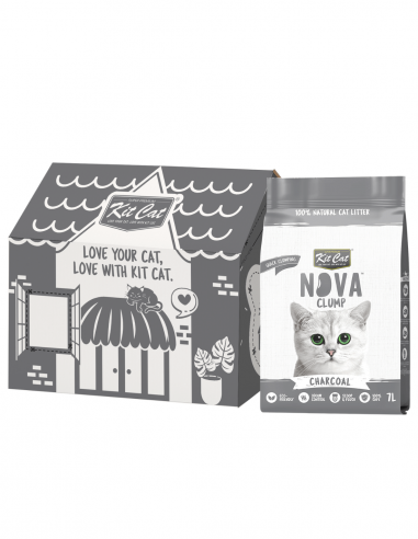 Clumping Cat Litter Kit Cat NovaClump Pea Fibre Charcoal 7 L