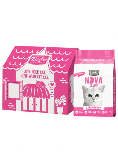 Clumping Cat Litter Kit Cat NovaClump Pea Fibre Strawberry 7 L