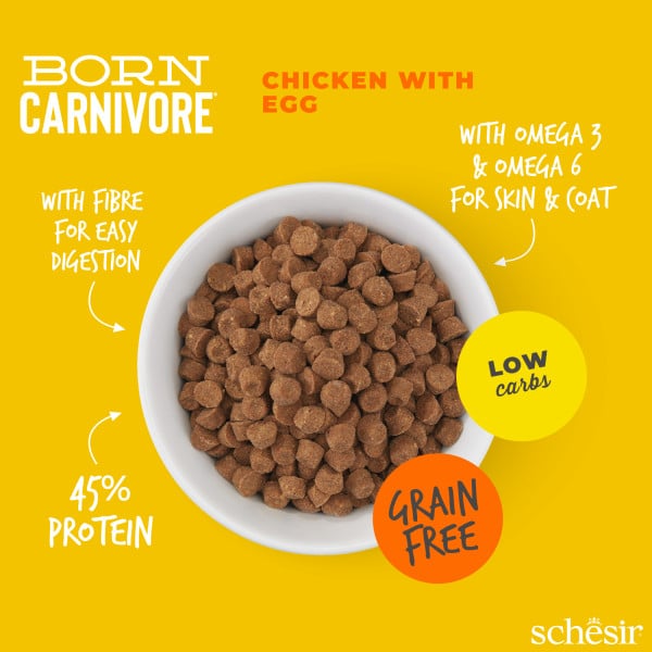 Schesir Born Carnivore chicken with egg dry cat food, 255 g – image 2