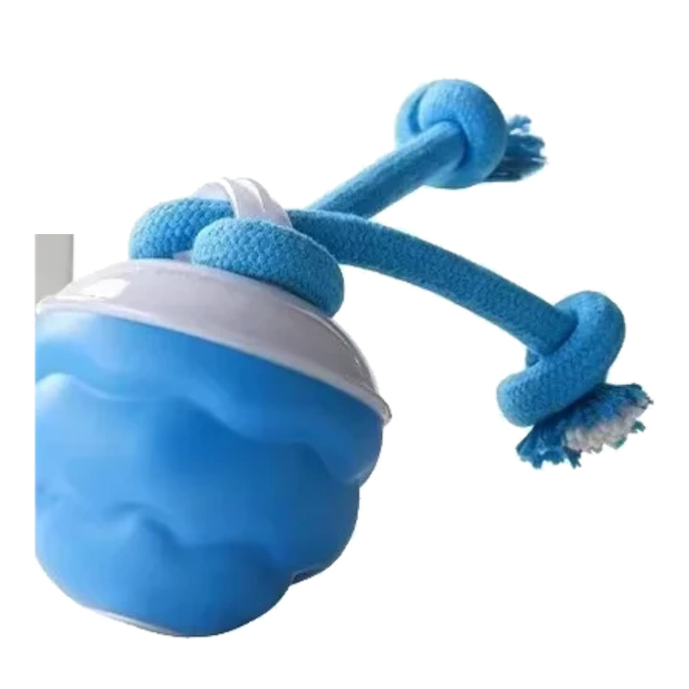 Interactive dog ball with rope, upgraded blue version