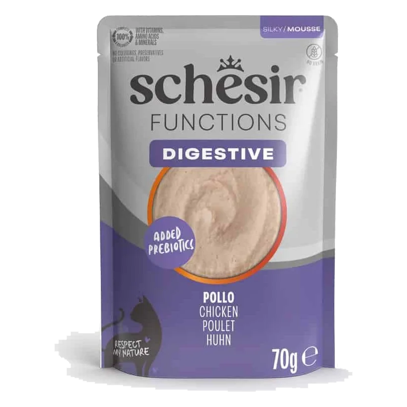 Schesir Functions Digestive chicken mousse wet cat food, 70 g