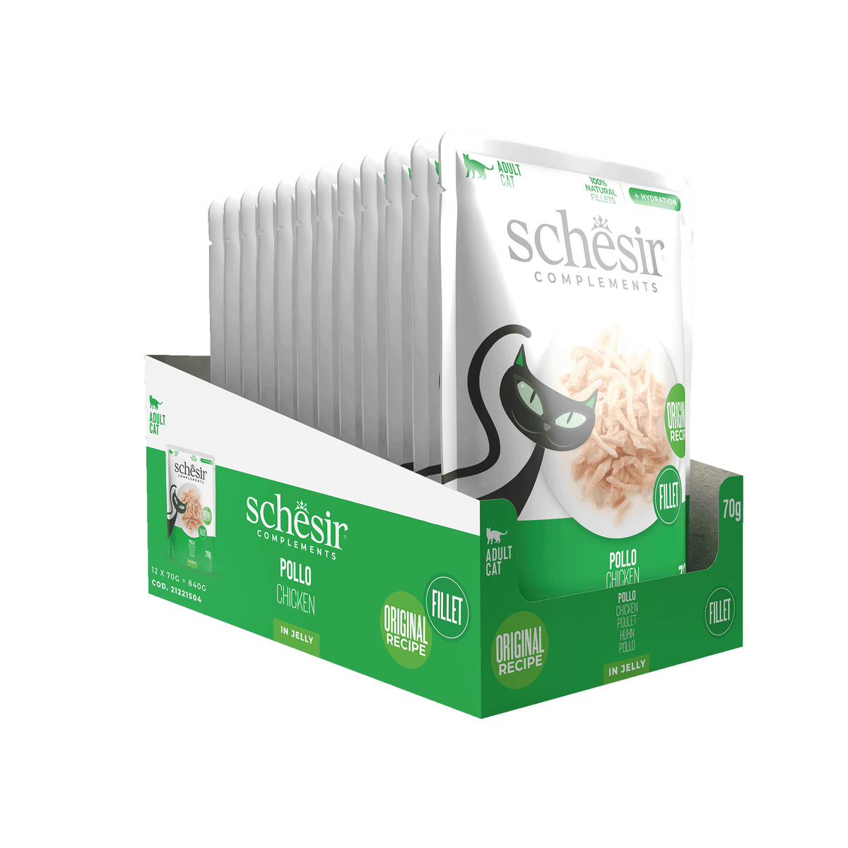 Schesir chicken fillets wet cat food, 70 g pouch – image 3