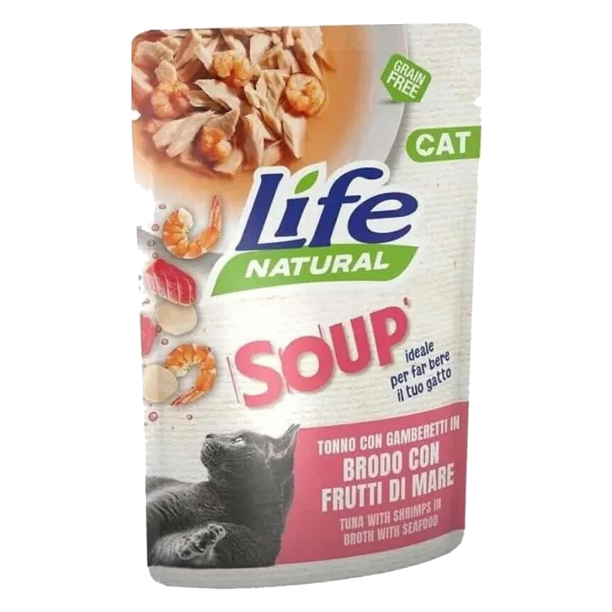 Life Cat tuna with prawns and seafood soup for cats, 60 g