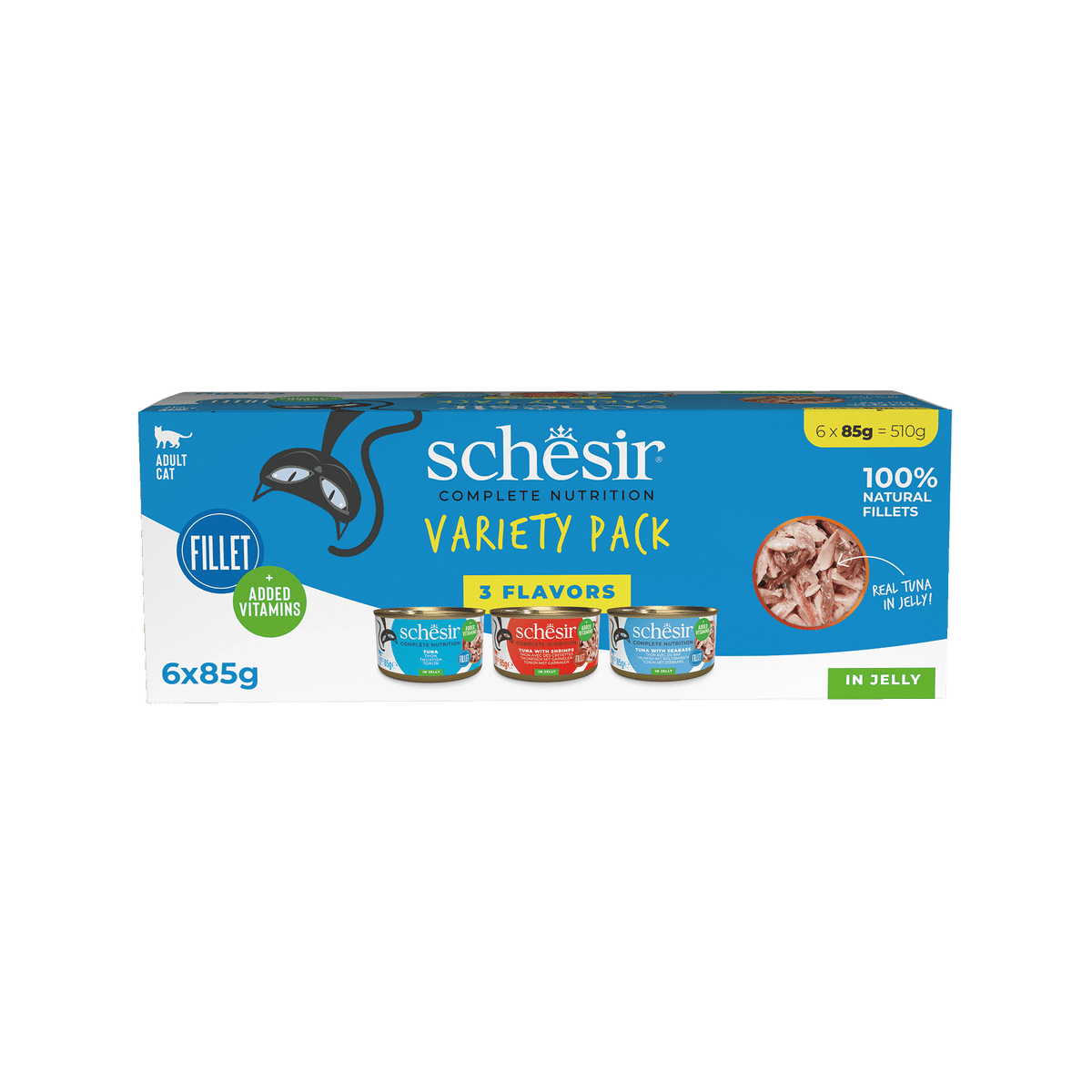 Schesir variety pack in jelly for cats, 6 pieces