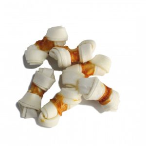Knotted bone with chicken for dogs, 7.5 cm