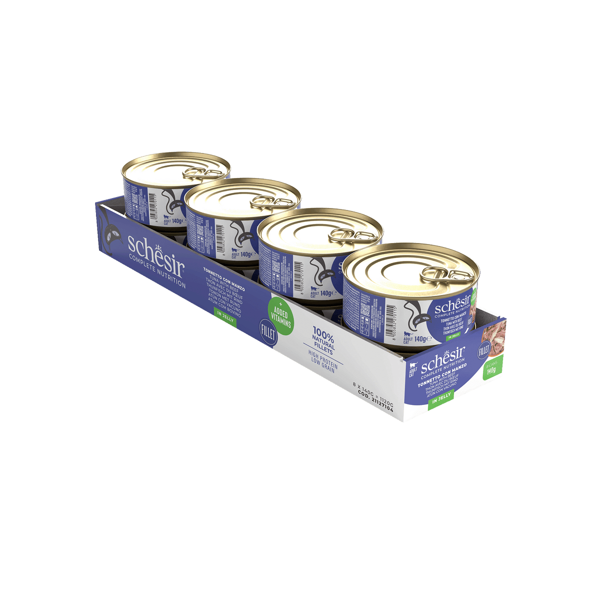 Schesir tuna with beef fillets wet cat food, 140 g tin – image 2