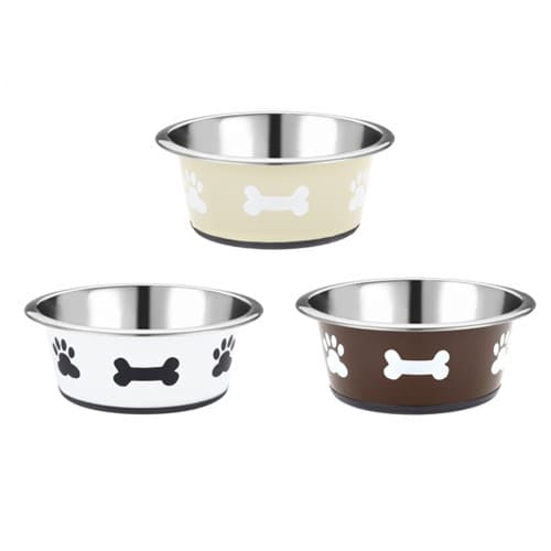 Classic Posh Paws Neutral stainless steel dog bowl, 900 ml