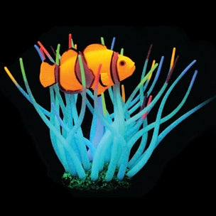 Aqua Lumo sea anemone with pufferfish aquarium ornament