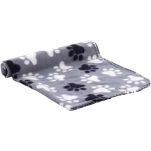 Esma grey paw-print fleece pet blanket, 100 × 150 cm