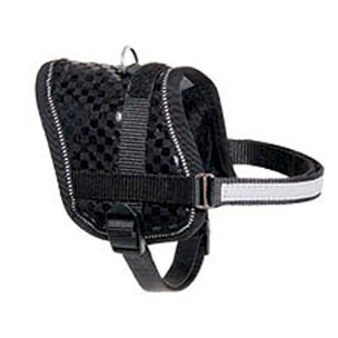 Teeny black dog harness, 31–40 cm