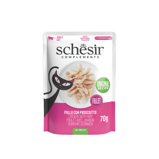 Schesir chicken with ham wet cat food, 70 g pouch