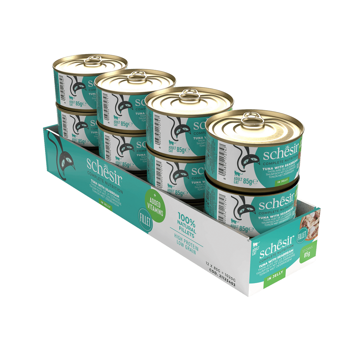 Schesir tuna with sea bream wet cat food, 85 g tin – image 2