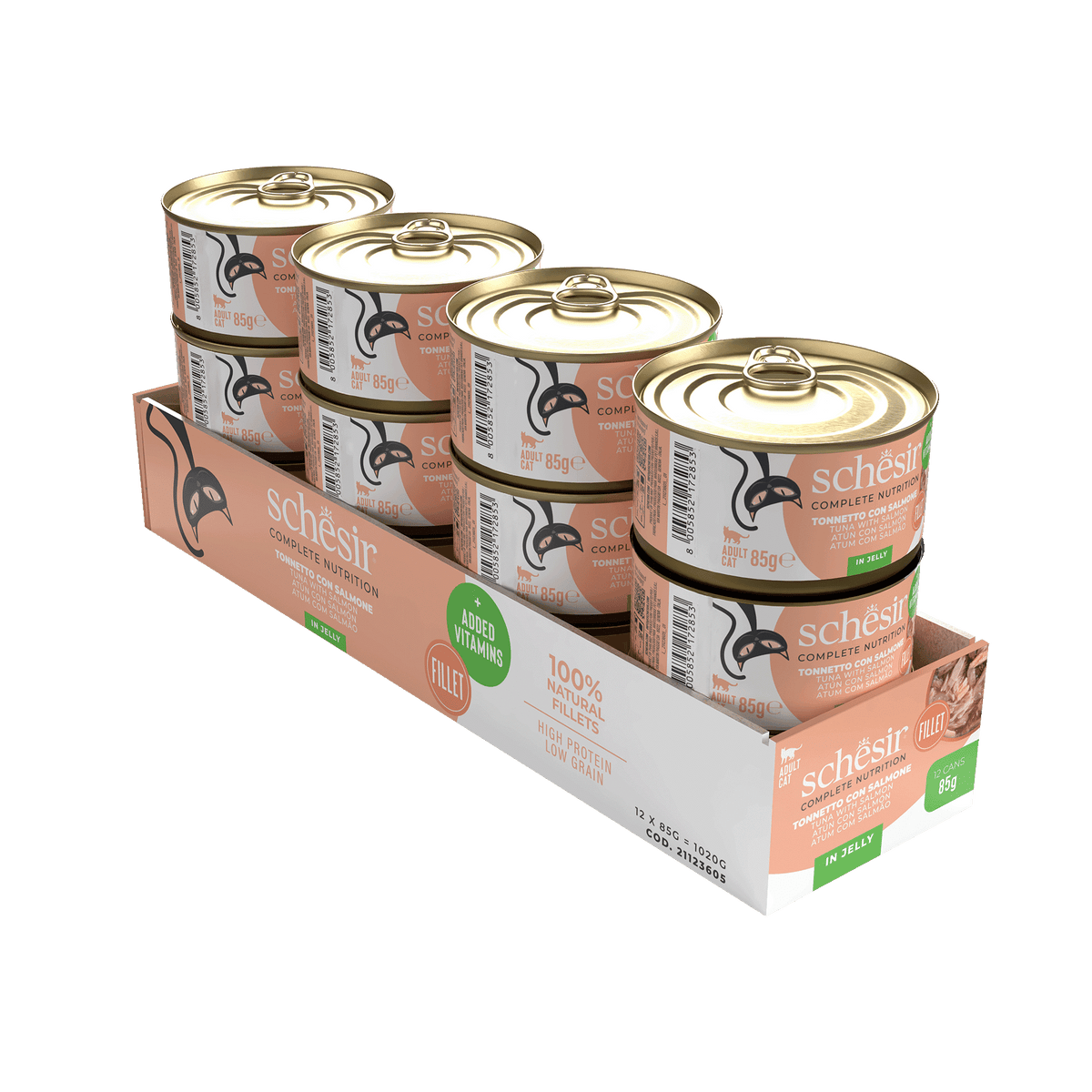 Schesir tuna with salmon wet cat food, 85 g tin – image 2