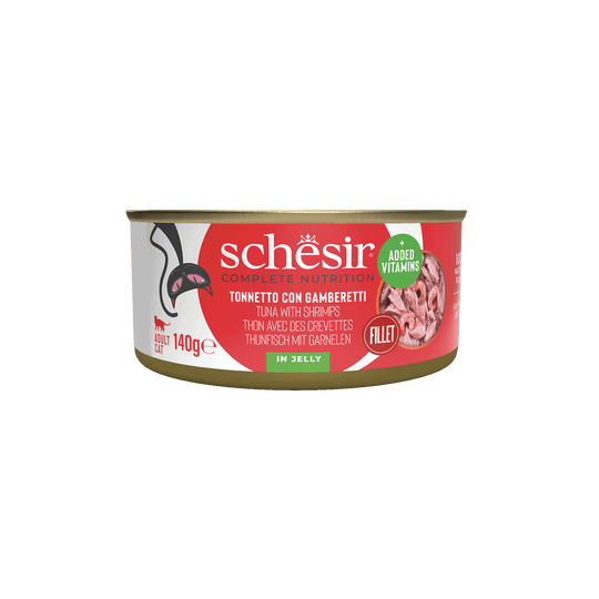 Schesir tuna with prawns wet cat food, 140 g tin