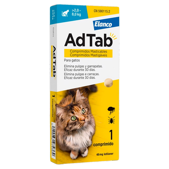 AdTab 48 mg flea and tick tablet for cats over 2 to 8 kg