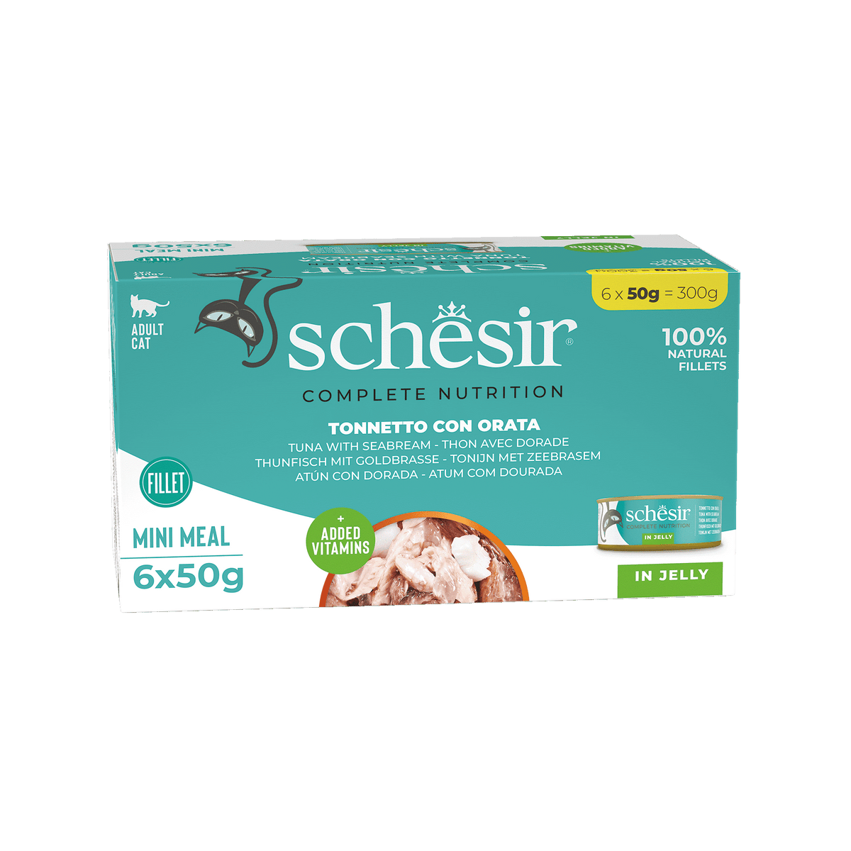 Schesir tuna with sea bream wet cat food, 6 × 50 g, multipack