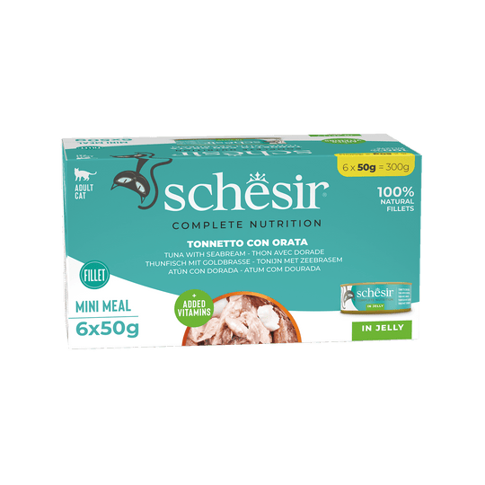 Schesir tuna with sea bream wet cat food, 6 × 50 g, multipack