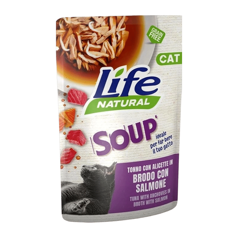 Life Cat tuna with anchovies and salmon soup for cats, 60 g